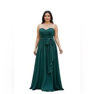 Chic Strapless Teal Evening Gown Plus Size 1X